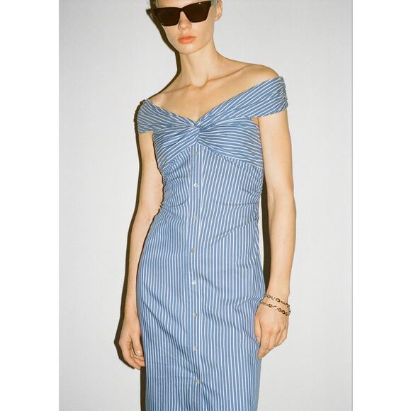 RARE!!! MANGO Off-the-Shoulder Midi Dress NWT - Picture 13 of 16